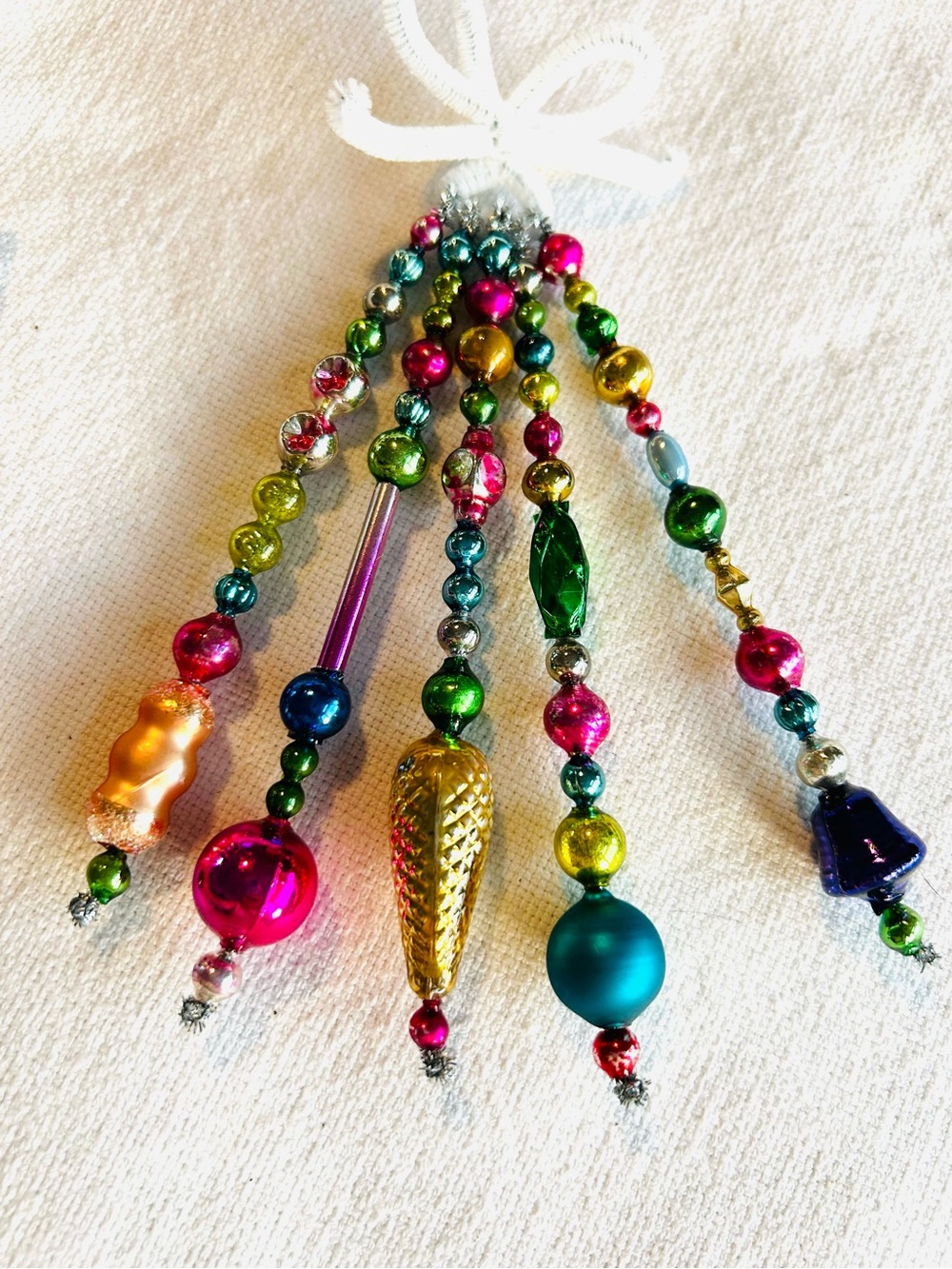 Vintage repurposed mercury glass garland bead icicle holiday Christmas ornaments